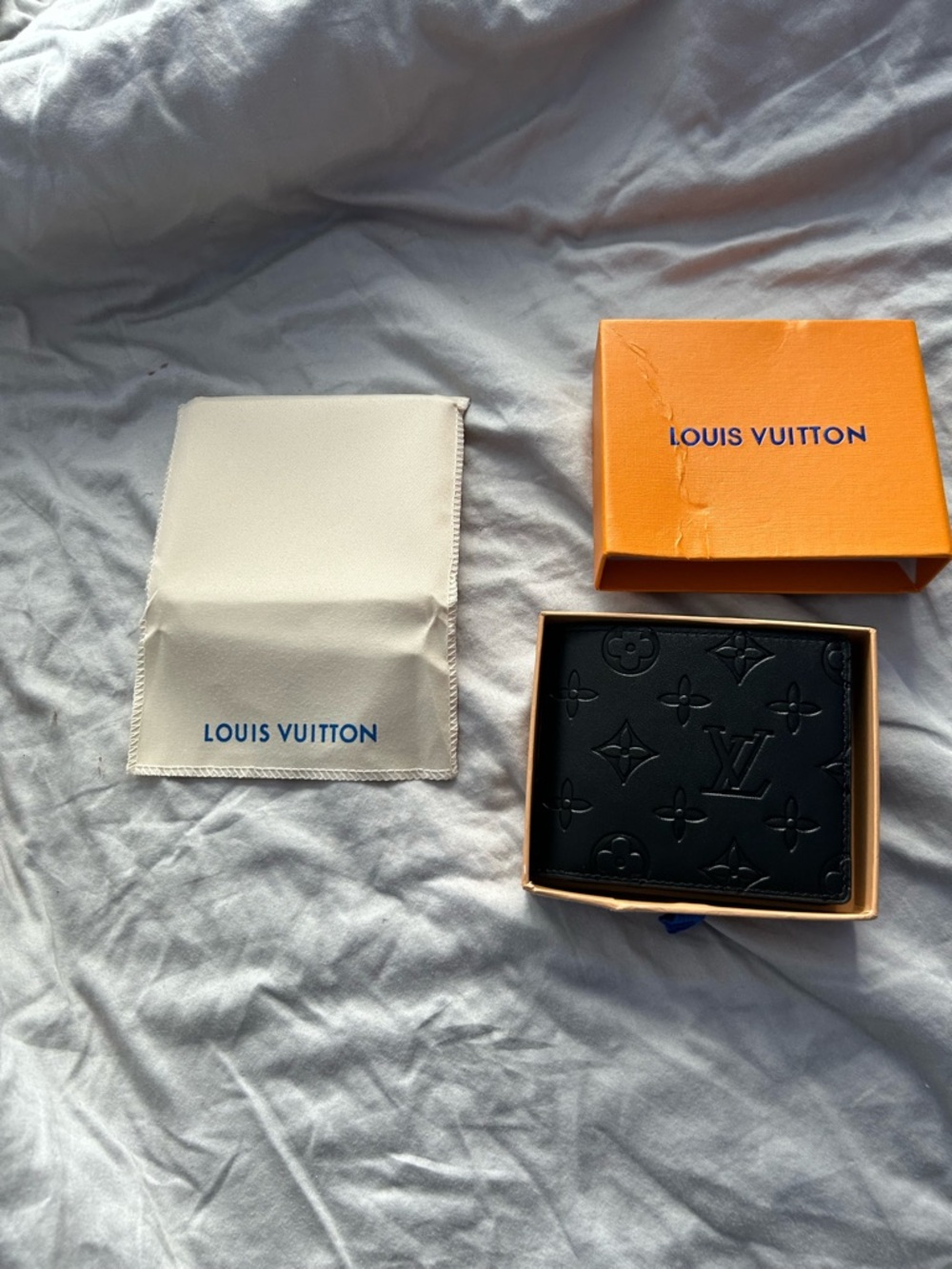 Louis Vuitton Black Textured Leather Card Wallet brand new